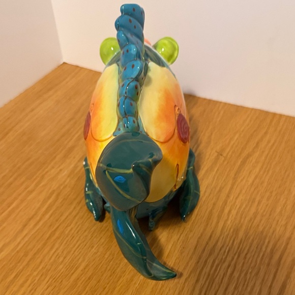 Blue Sky Multicolor Ceramic Fish with Floral Design - Picture 3 of 10